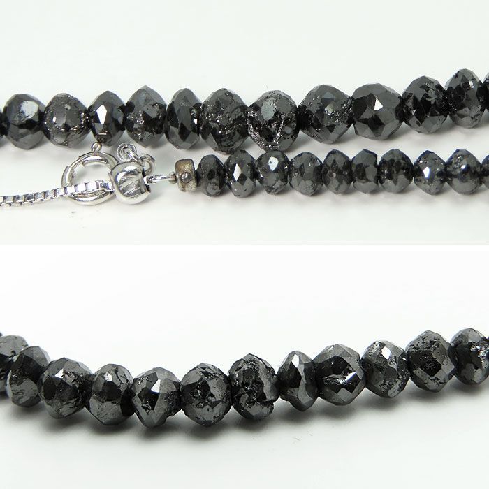 K18WG】計50.00ct ブラックダイヤモンド ネックレス 18金ホワイト