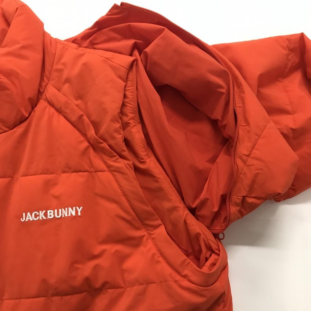 【最新の】 超 ジャックバニー 2WAY中綿ジャケット オレンジ ロゴ白 袖着脱可 裾ドローコード メンズ 6 XL ゴルフウェア Jack Bunny