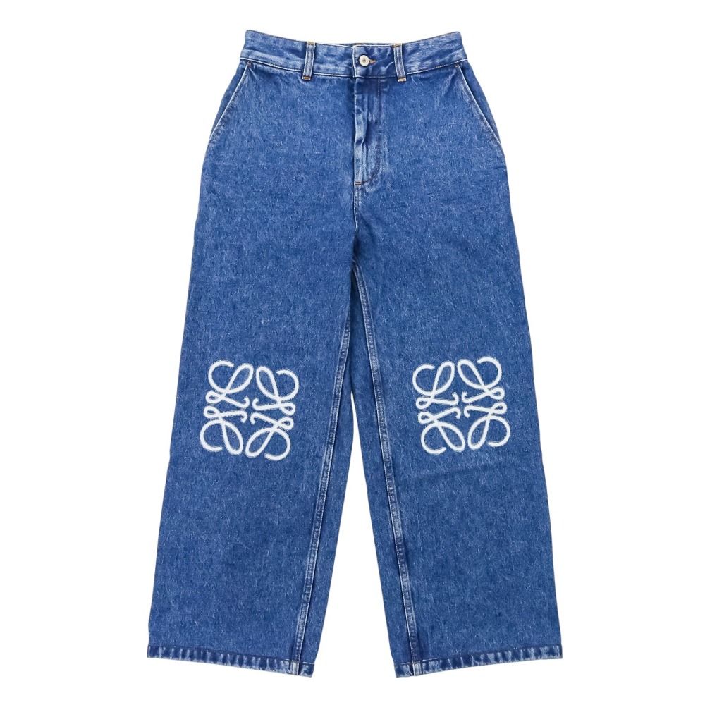 美品 25SS LOEWE ロエベ アナグラム ニー刺繍 デニムパンツ