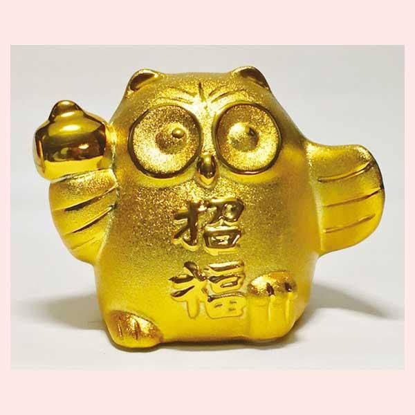 金招福　福郎　MR226　※陶器，開運招福，縁起物，和，民芸品，工芸品，日本，レトロモダン，かわいい，可愛い，置物，ファンシー，金ピカ，ゴールド，ふくろう，不苦労，梟