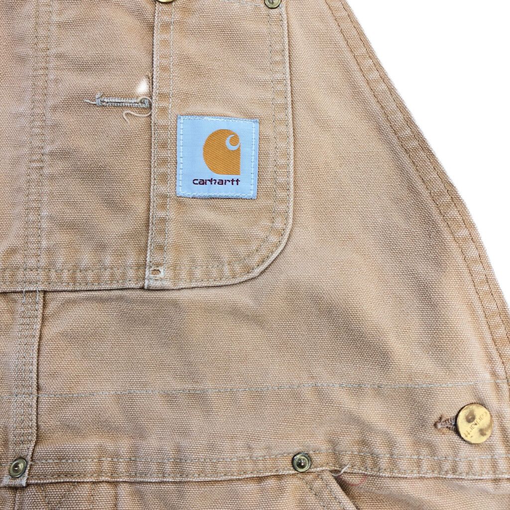  Carhartt カーハート ダック ダブルニー ビブオーバーオール ライトブラウン メンズ W 36 L 31相当 古着 V 3932 その他 メンズ