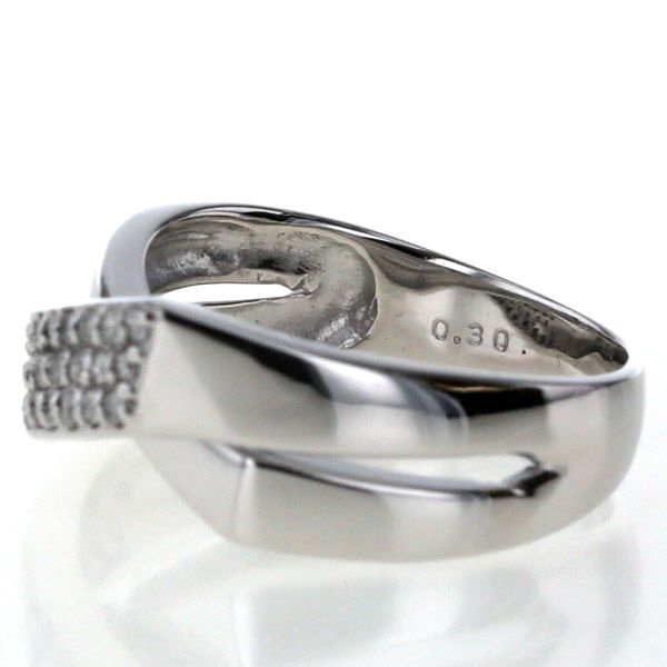 リングK18WG約11号クロスパヴェダイヤモンドジュエリー現状品