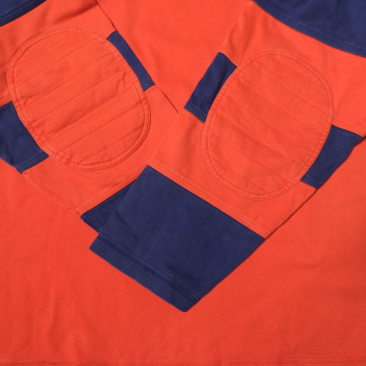 90's J.Peterman Company フットボール Tシャツ (L) オレンジ×青系