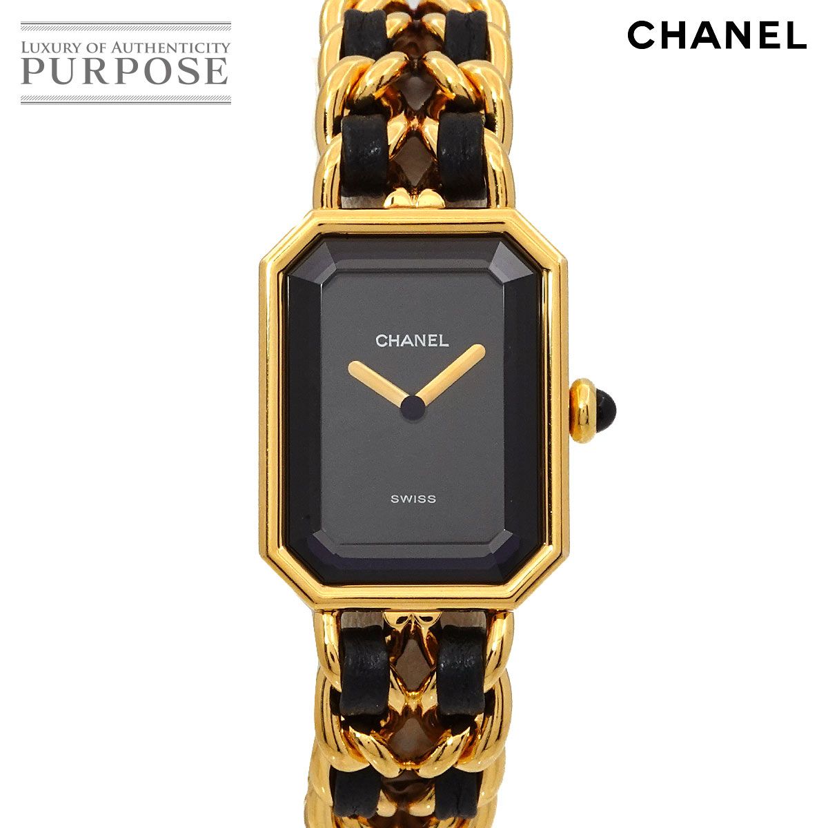 シャネル CHANEL プルミエール Sサイズ H0001 ヴィンテージ レディース 腕時計 ブラック ゴールド クォーツ Premiere 90295672