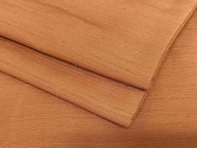 平和屋着物●男性 紬 色無地 銀朱色 正絹 AAAU8363zg