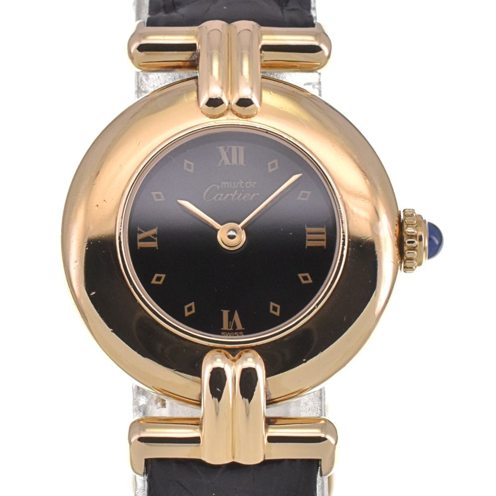 カルティエ CARTIER 590002 マストコリゼ ヴェルメイユ SV925(GP)/レザー クォーツ レディース B#133085 - メルカリ
