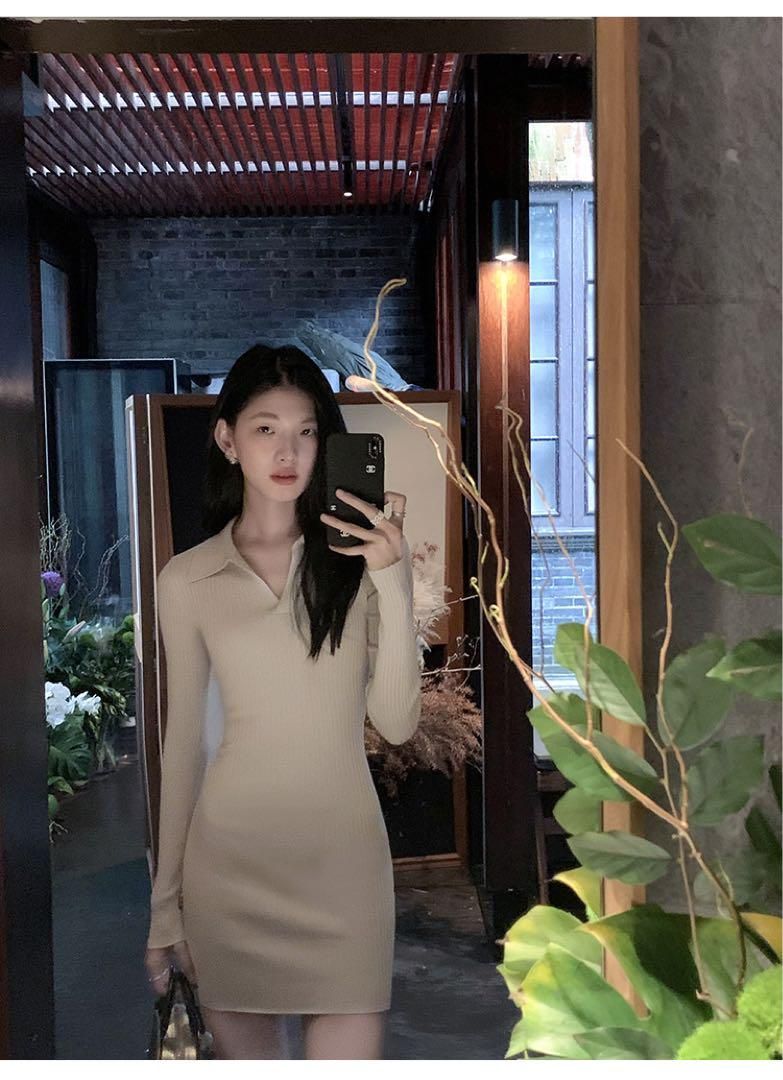 セクシー Vネックミニワンピース