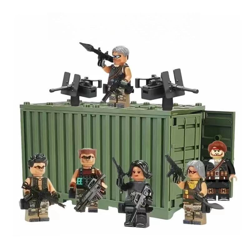 新品LEGOレゴ互換 ミニフィグ人形 傭兵6体セット 武器 コンテナ