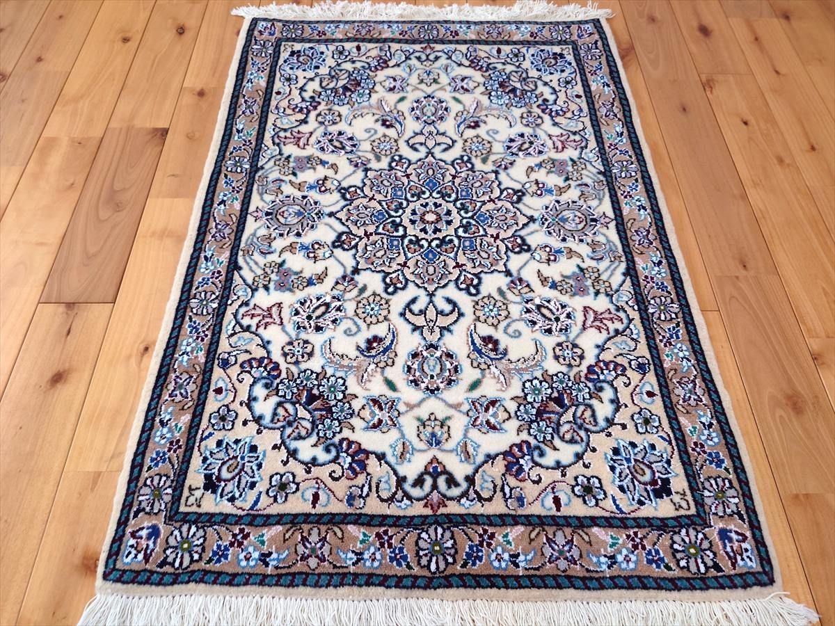 ペルシャ絨毯 ナイン産 ノーラ 玄関マット 92x64cm 手織り絨毯