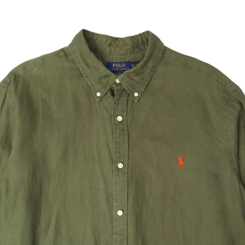 ポロ Ralph Lauren ラルフローレン カーキ リネン クラシックフィット シャツ