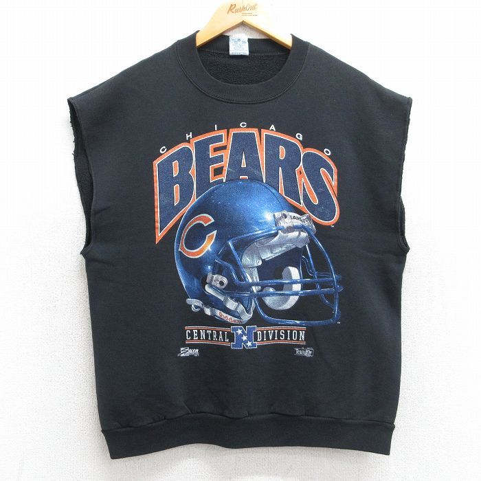 L/古着 ノースリーブ スウェット メンズ 90s NFL シカゴベアーズ