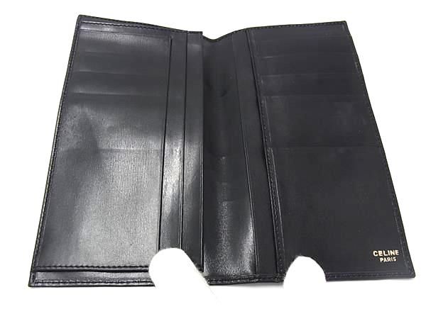 CELINE ブラックレザー 二つ折り財布 □美品□ CELINE セリーヌ レザー 二つ折り 長財布 ウォレット