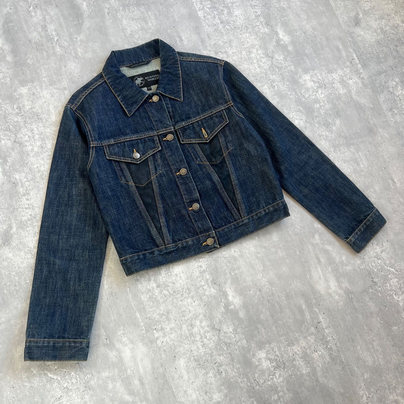 HUNTING WORLD ハンティングワールド レザー × デニムジャケット 牛革 