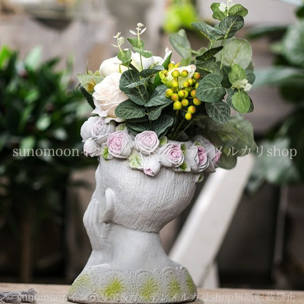 庭の装飾 インテリア 鉢植え セメント ガーデニング ガーデン アート 8-14 ガーデン ガーデンインテリア 植木鉢 かわいい 雑貨 庭 おしゃれ 花冠 女の子 ガーデン雑貨 プランター お洒落