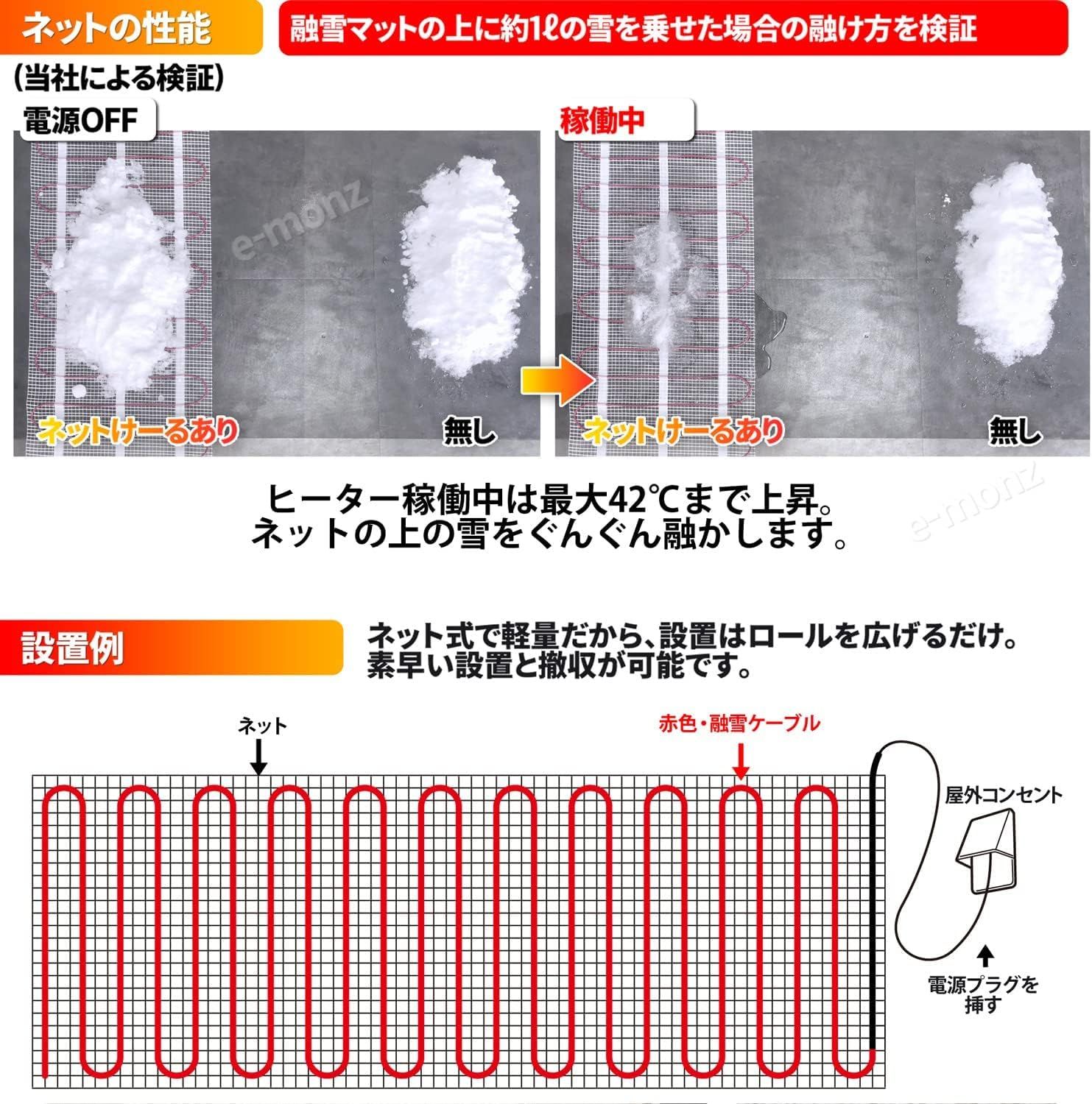 eモンズ 融雪ネット 【 ネットけーる 50cmx5m 】 ネットタイプ 480W/100V 車用凍結防止 積雪防止 凍結防止 着氷防止 外構  エクステリア 自動車 住宅設備 - メルカリ