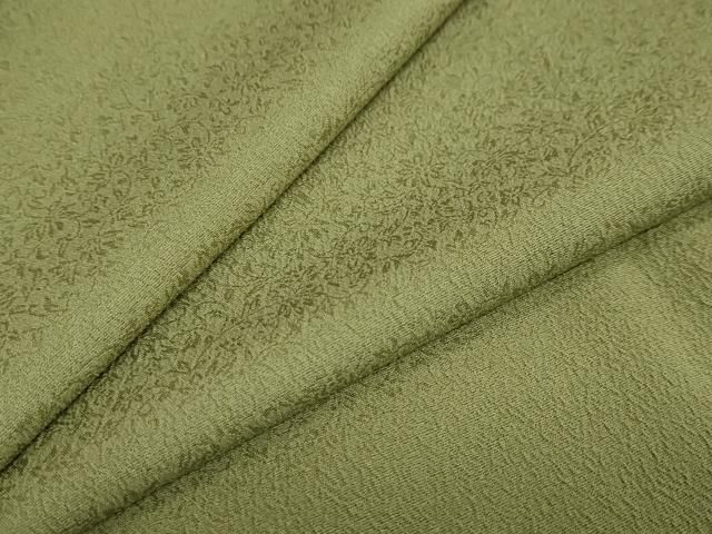 平和屋着物●上質な色無地 花唐草地紋 青丹色 正絹 DAAY5363ud