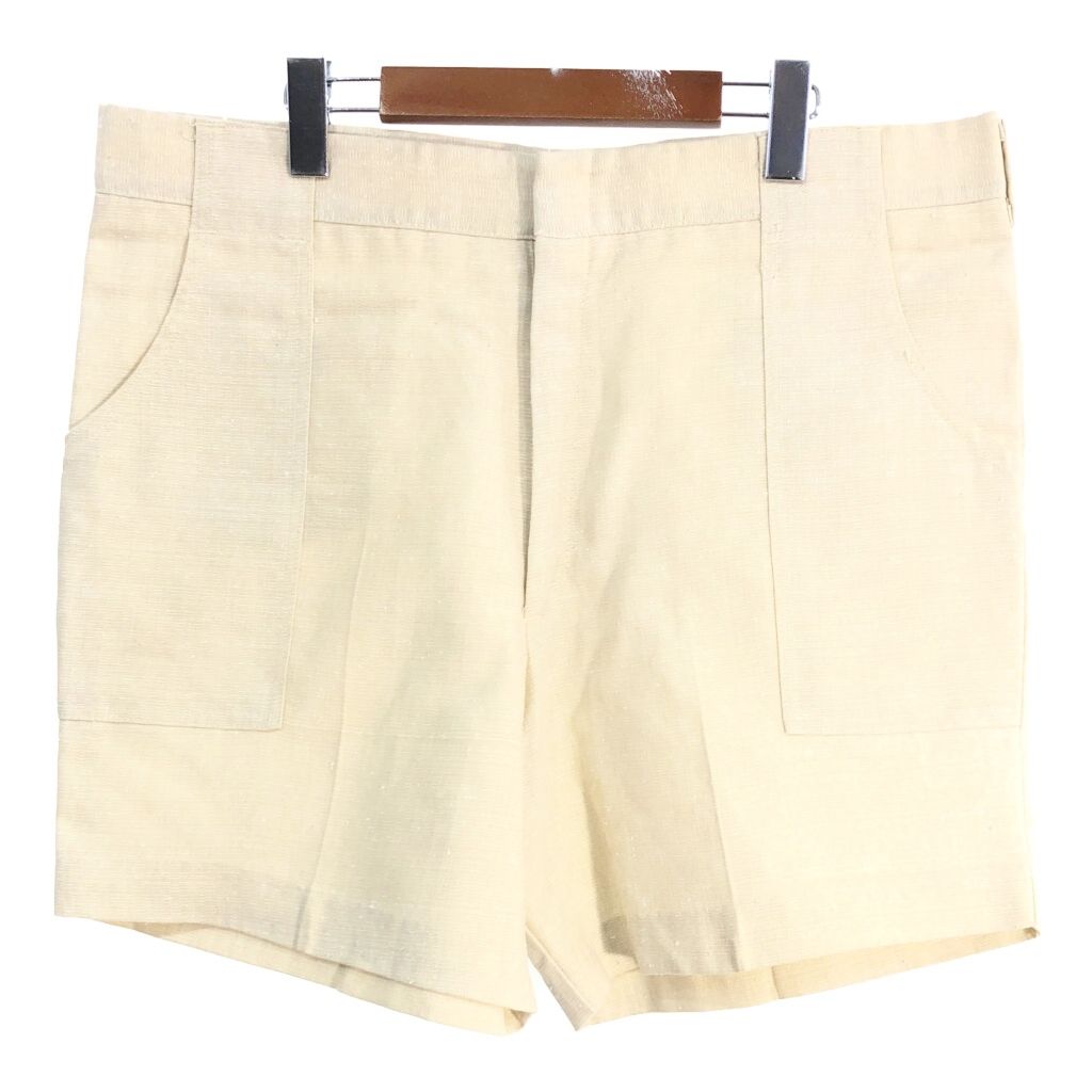 70年代 HARRIS SLACKS リネンショートパンツ ヴィンテージ 大きいサイズ アイボリー メンズ W38 古着 T8887