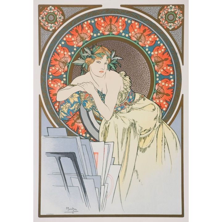【人気セール，2026】 絵画風 壁紙ポスター (はがせるシール式) 【フルサイズ版】 アルフォンス・ミュシャ ひなげしの女 1898年 アールヌーヴォー キャラクロ K-MCH-062S2 (415mm×594mm) ＜日本製＞ ウォールステッカー その他