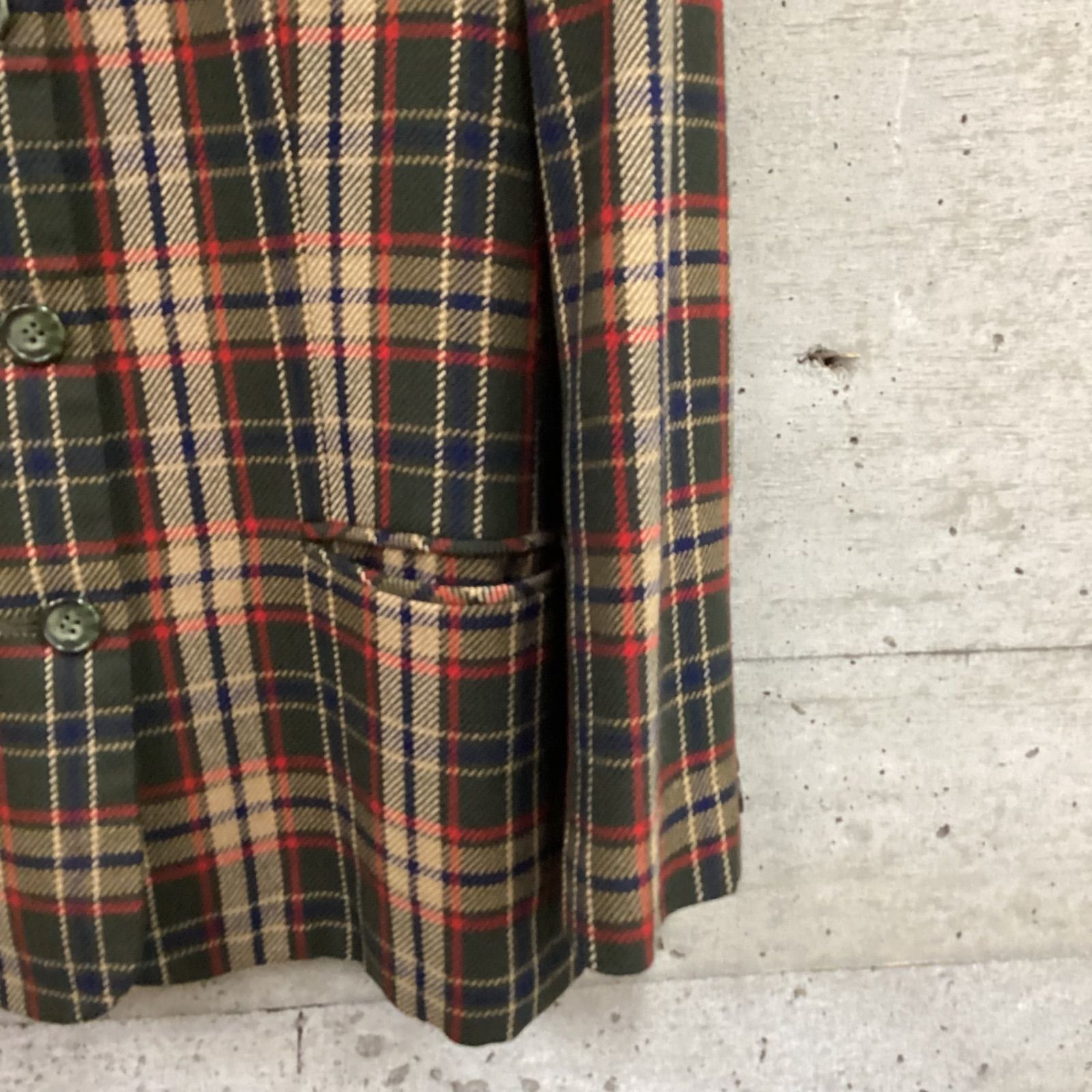 DAKS ダックス タータンチェック ノーカラージャケット ウール - メルカリ