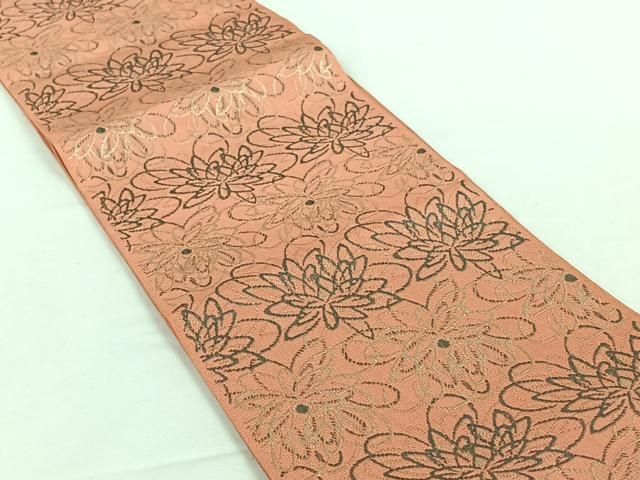 名古屋帯 優品 八寸名古屋帯 松葉仕立て 華文 金銀糸 銀色 正絹