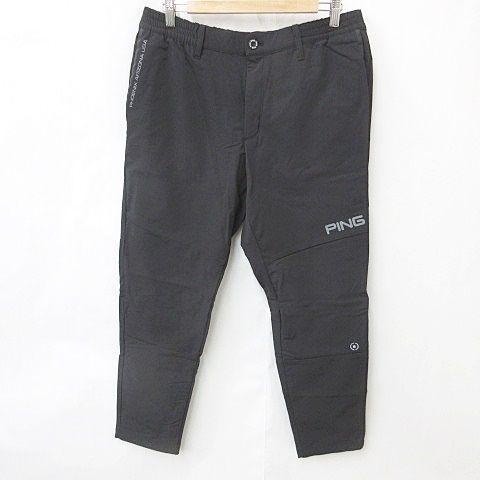 ピン PING CORDURA パンツ ゴルフ 2023年モデル 撥水 防寒 裏微起毛 ロング ストレッチ ロゴ プリント 黒 ブラック LL