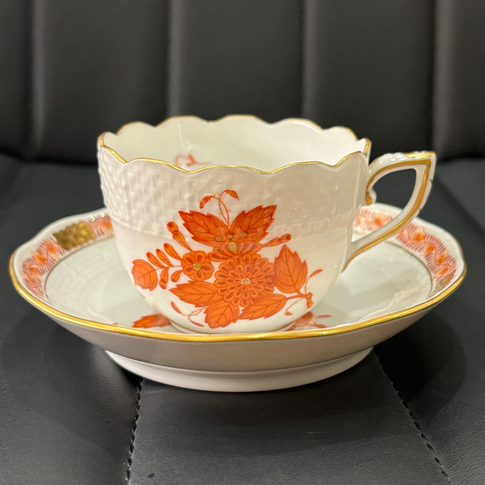 5客セット ホーム＆キッチン ヘレンド アポニー オレンジ カップ＆ソーサー