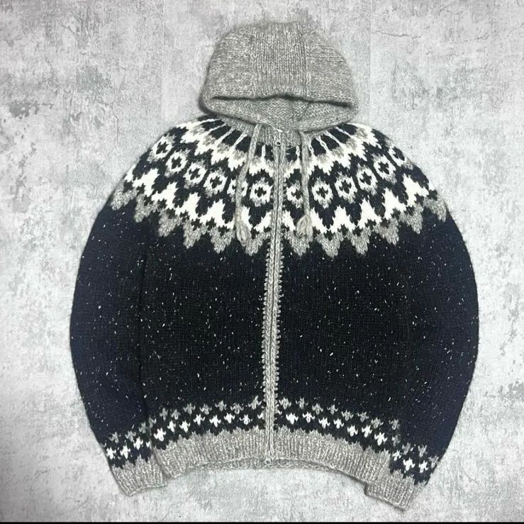 アイスランド製 ニット パーカー ノルディック 手編み アイスランドウール ハンドニット