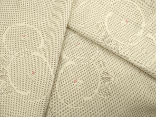 平和屋着物○本場大島紬 白大島 カタス7マルキ 光琳椿 正絹 逸品