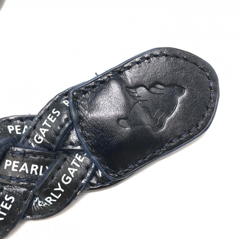 パーリーゲイツ 編み込みベルト ネイビー×白 ロゴ総柄 メンズ ゴルフ