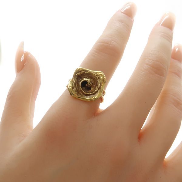 K18 デザインリング 未使用品 デザイン リング K18 14.5号 イエローゴールド YG 指輪 5.8g 18