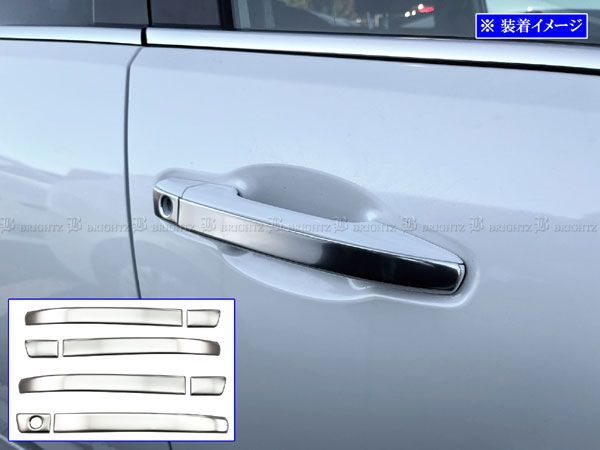 ワゴンRカスタムZ MH55S MH95S ステンレスドアハンドルカバーノブ 8PC サテンシルバー