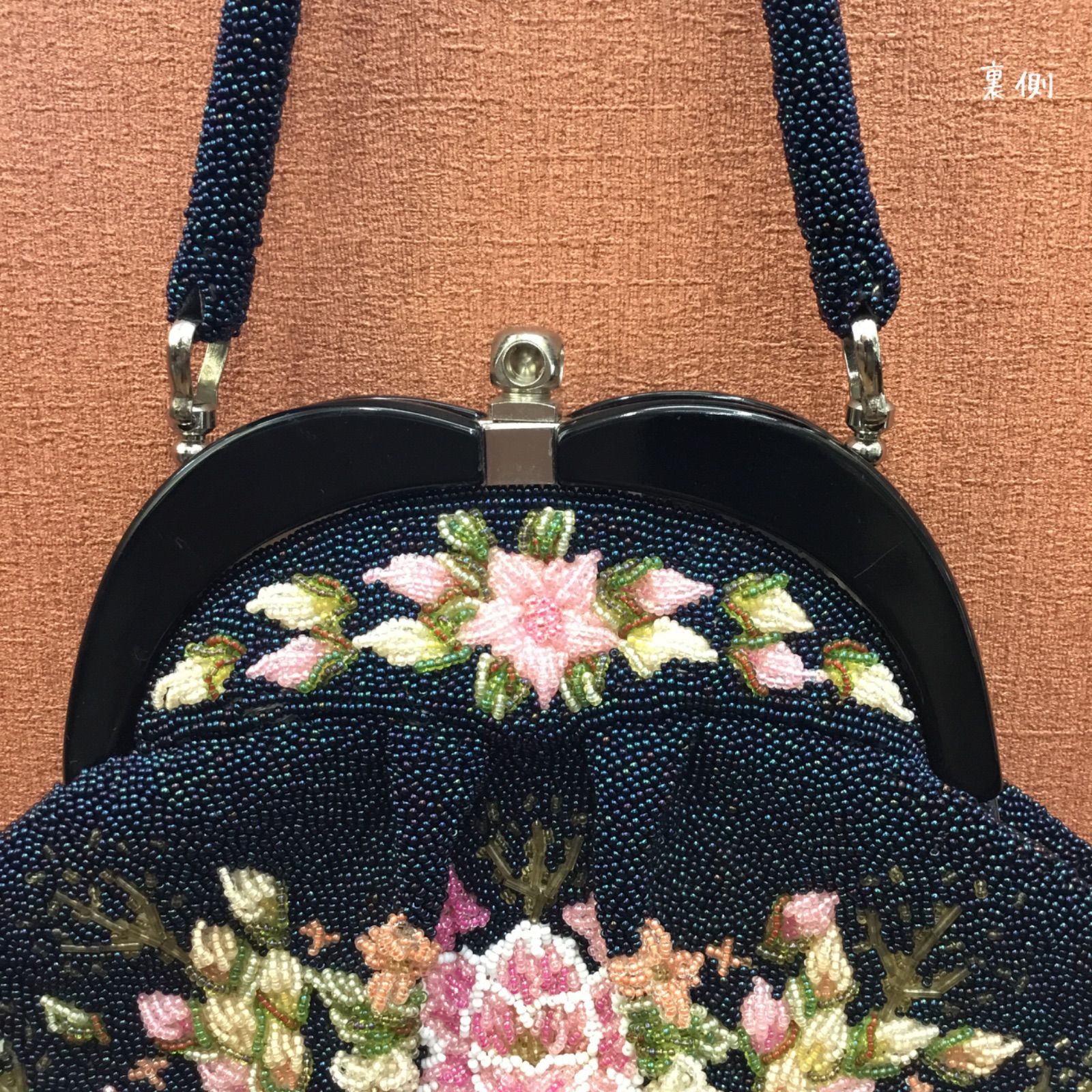 豪華 🔴 総柄 ビーズ刺繍バッグ ／ 昭和レトロ 希少🔷 ビーズ