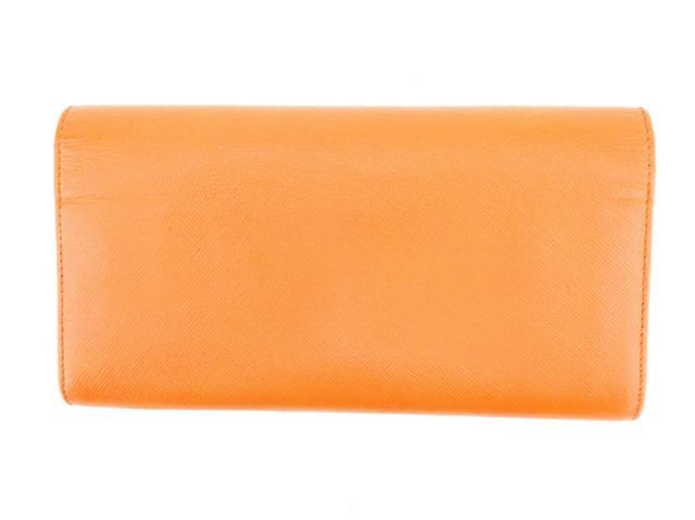 プラダ 長財布 ファスナー付き 長財布 オレンジ レザー PRADA 長