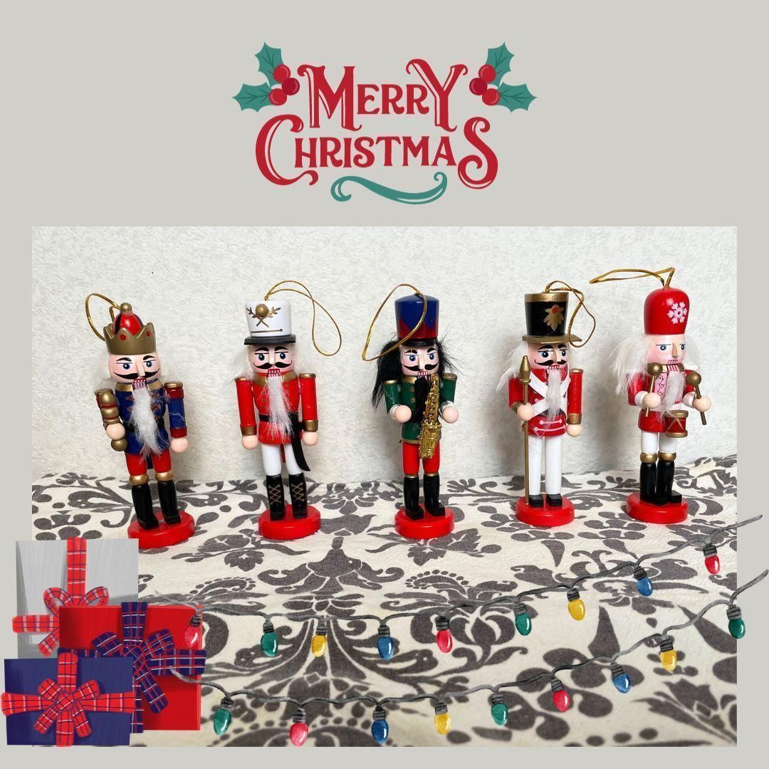 くるみ割り人形 オーナメント クリスマス ツリー 赤 楽隊 5 セット