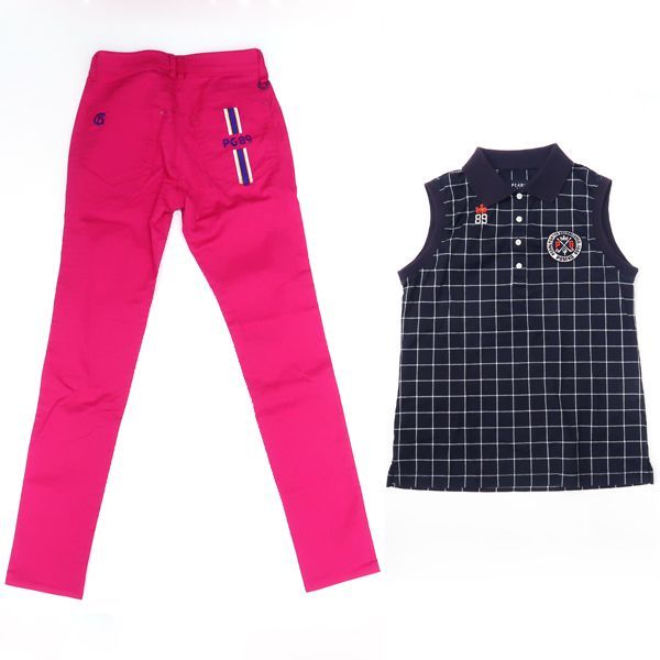 PEARLY GATES ピンク ノースリーブ M PEARLY GATES ノースリーブポロシャツ / パンツ セット売り