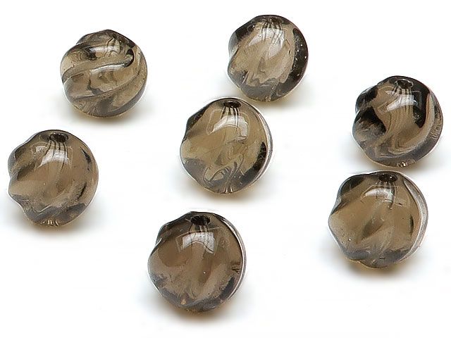 粒販売】スモーキークォーツ S字彫刻 丸玉 8mm【10粒販売】 / T181