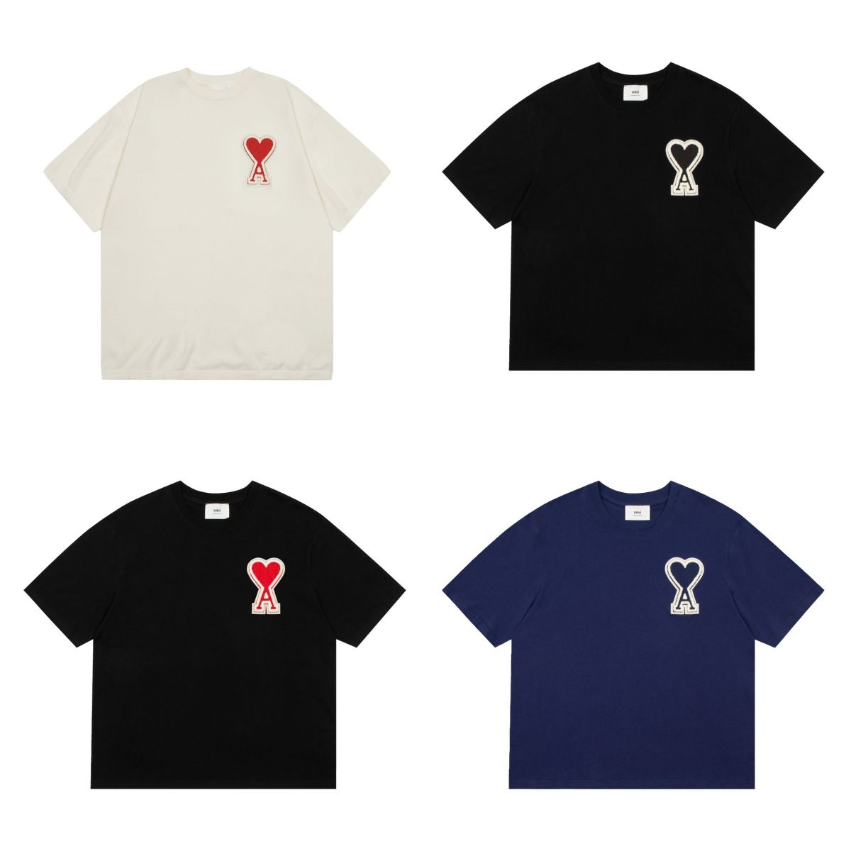 【新品・未使用】ami paris アミパリス ハート刺繍入り 半袖Tシャツ 即購入大歓迎です!!AmiParis アミパリス半袖 レッドハート刺繍