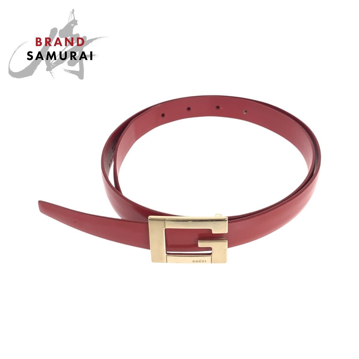 GUCCI グッチ Gバックル レッド ゴールド金具 レザー 037 1766 1429 ベルト レディース 504422