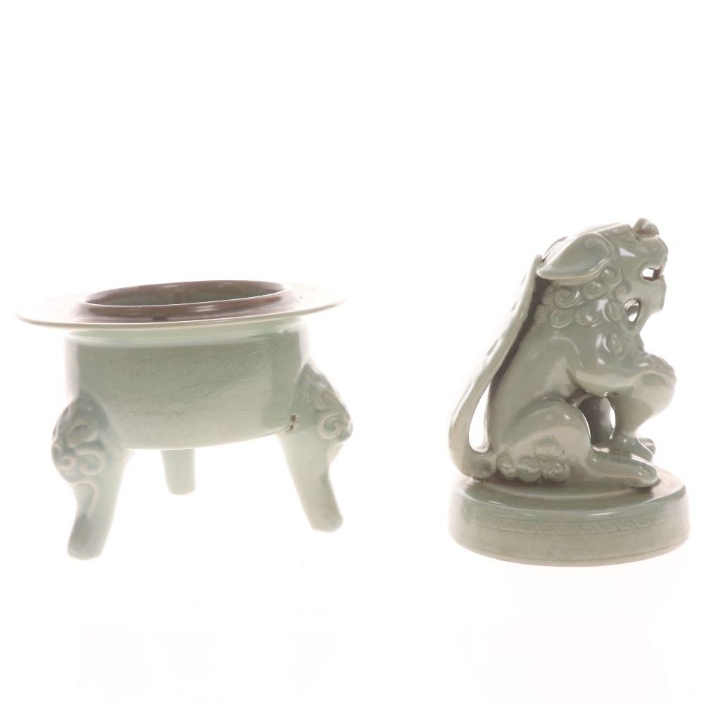 磁器製三足香炉（中国骨董） 磁器製三足香炉（中国骨董）