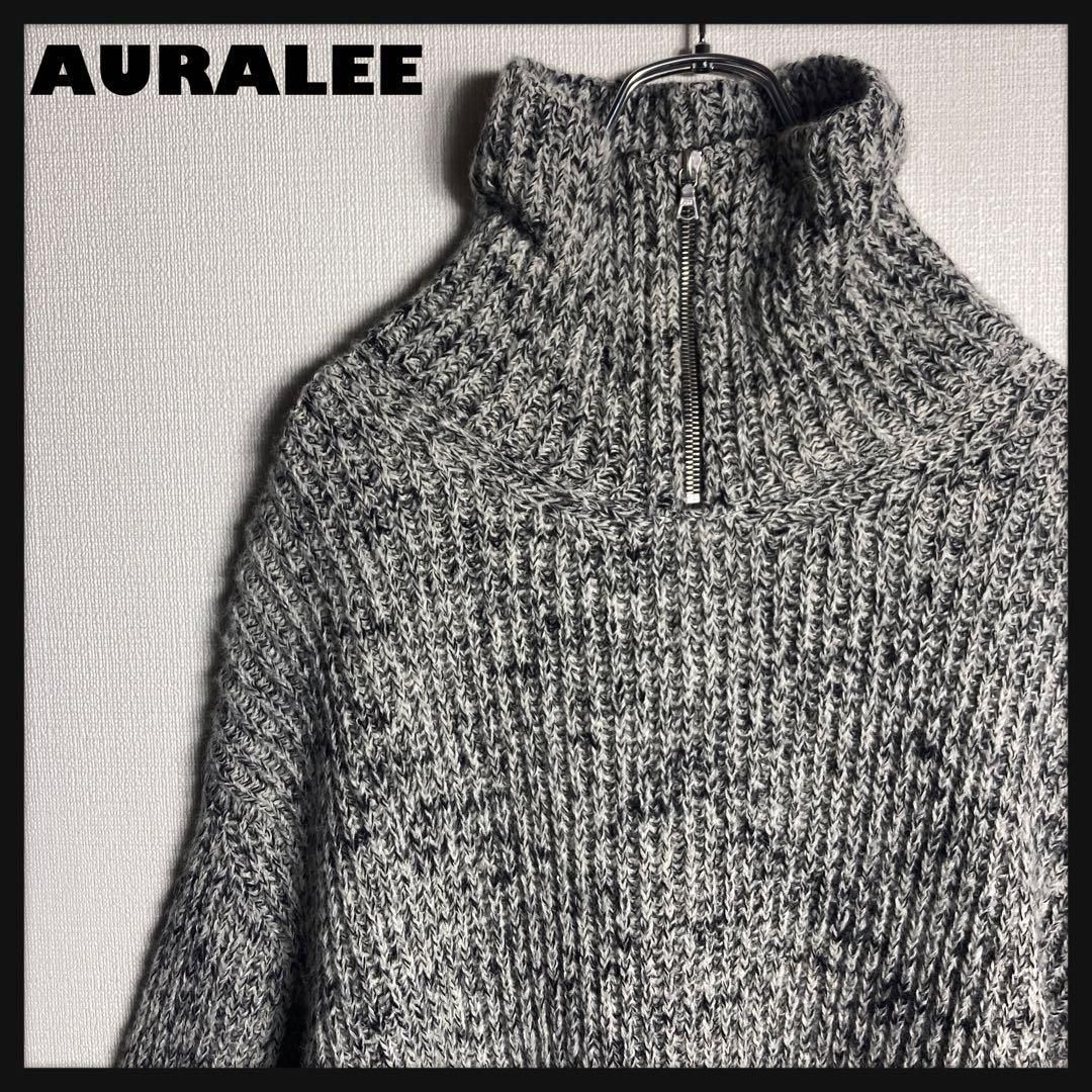 【美品】オーラリー　ジップタートル　ニット　ウール　アルパカ　サイズ4 美品】オーラリー ジップタートル ニット ウール アルパカ