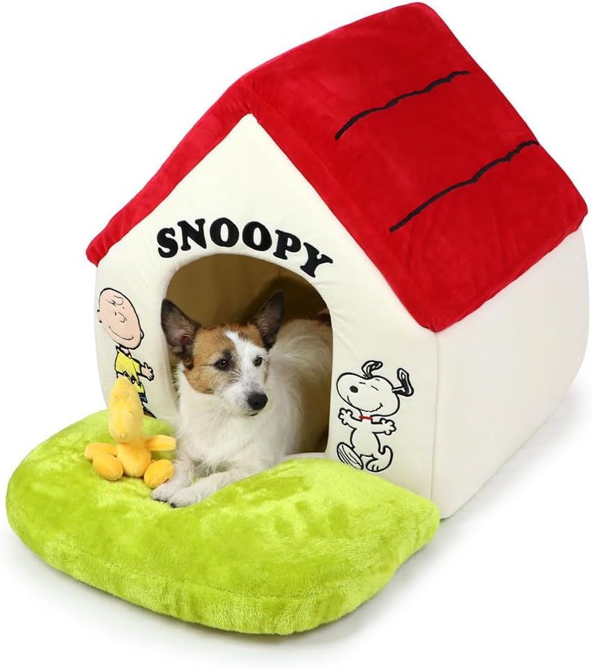 ペットパラダイス 犬 ハウス ベッド スヌーピー 庭付き 赤屋根 大 54×50×H62cm 折り畳み 508-33325
