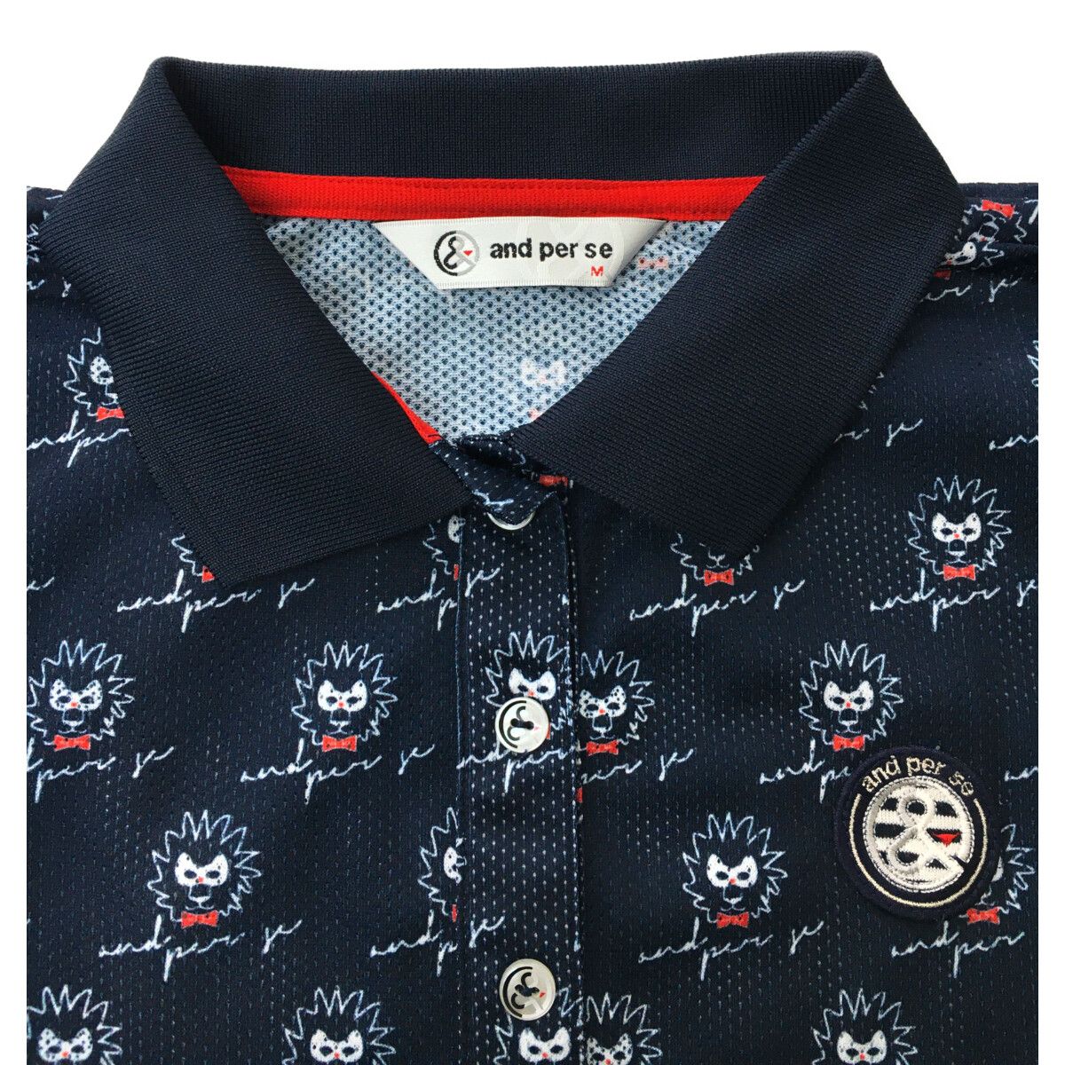 中古 レディース アンパスィ and per se 半袖ポロシャツ M 紺