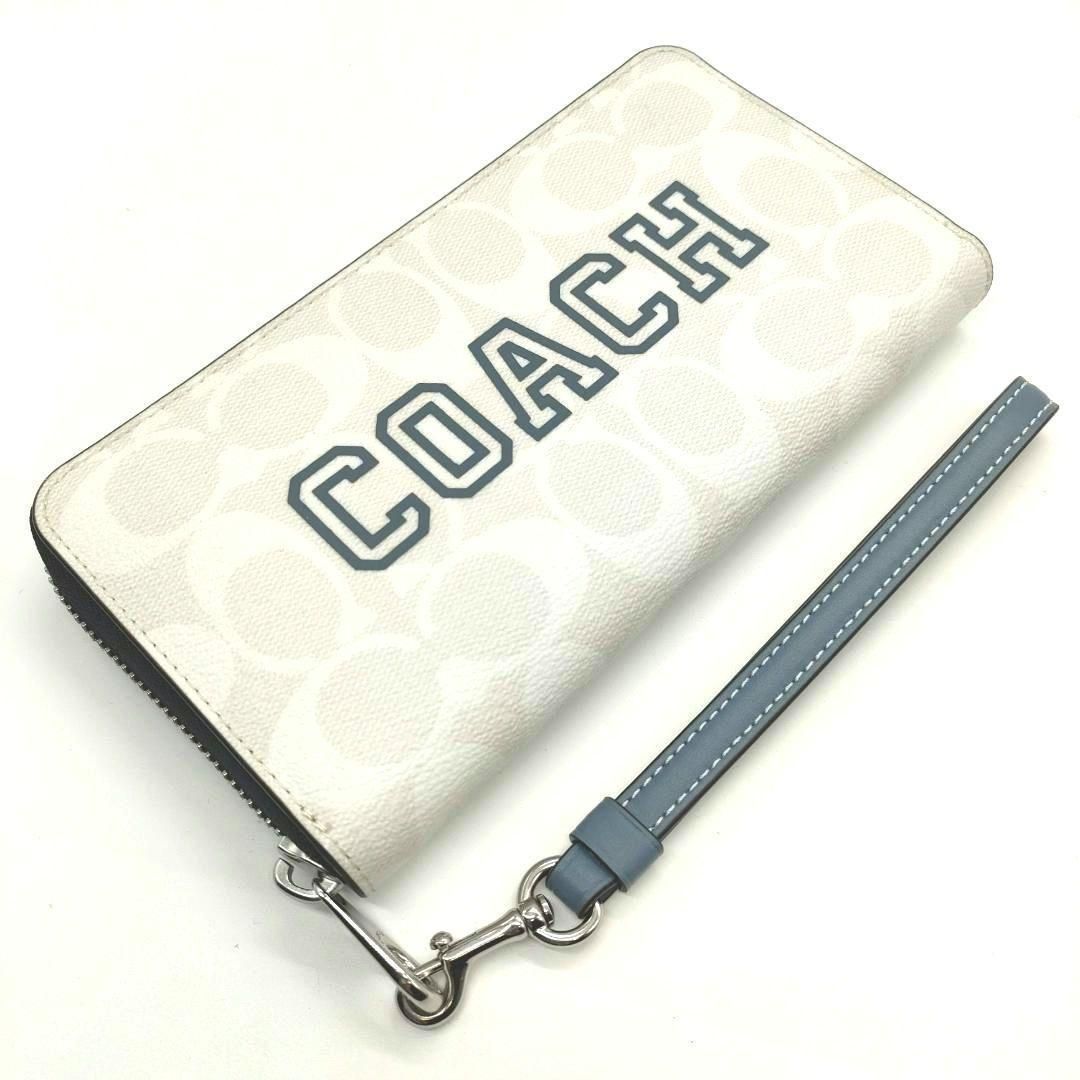 COACH] コーチ シグネチャー柄 ラウンドジップ 長財布 CB856（ホワイト 