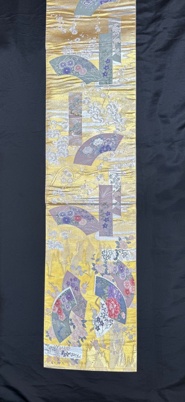 k31 金扇四季花 豪華絢爛 華麗 長さ434cm正絹全通袋帯 ♥ NICORILABO_COM