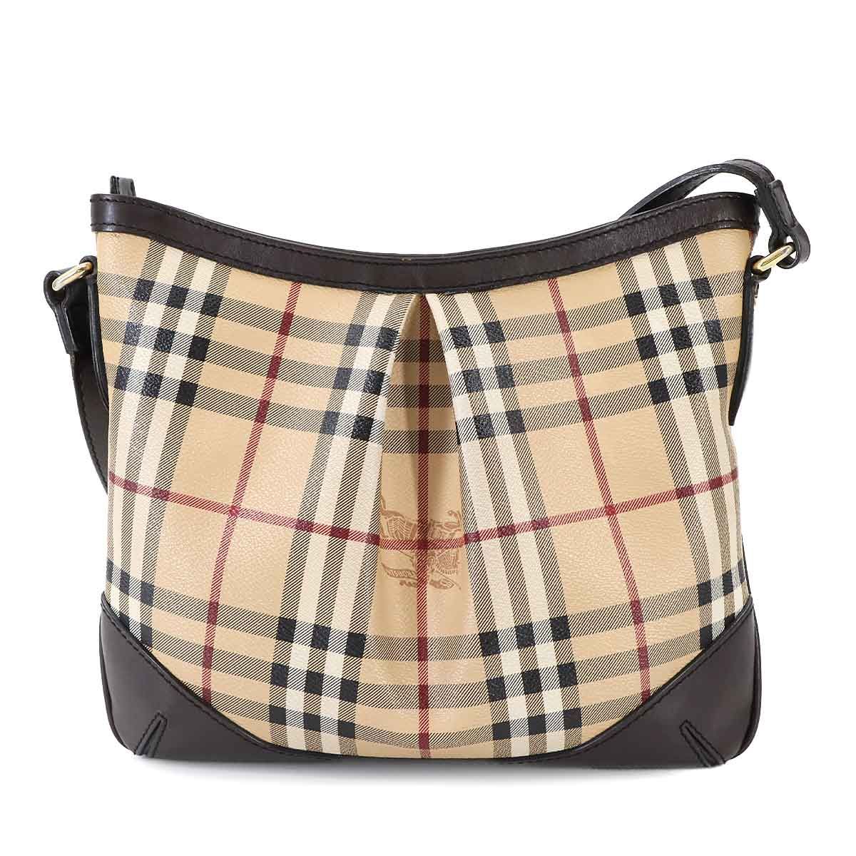 美品✨ バーバリー ショルダーバッグ PVC チェック ハニーベージュ ロゴ BURBERRY バーバリー ショルダーバッグ チェック柄 ポシェット