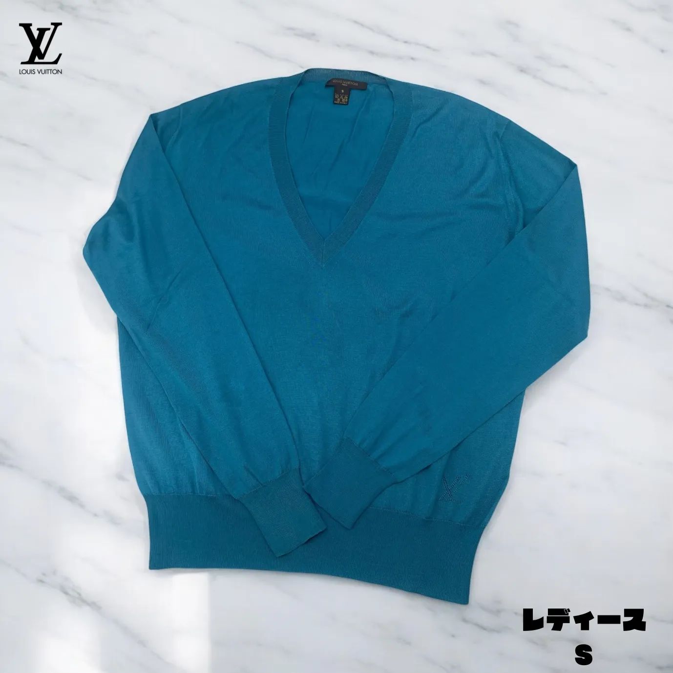 LOUIS VUITTON ルイヴィトン レディースS ブルー 薄手ニット 春ニット 