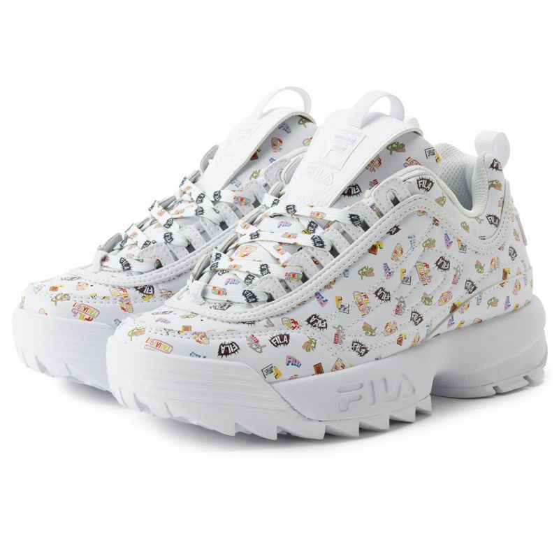 【outlet / 処分特価品】UFW23030199 DISRUPTOR II MULTI GRAPHIC(ディスラプター2マルチグラフィック) WHITE/MULTI PATTERN【FILA フィラ メンズ レディース ユニセックス スニーカー 厚底】