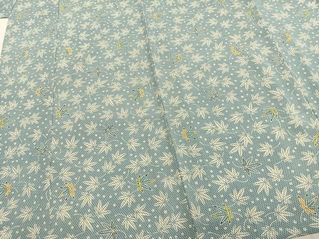 平和屋着物▽本塩沢 単衣 葉尽くし 正絹 逸品 AAAZ9271fy