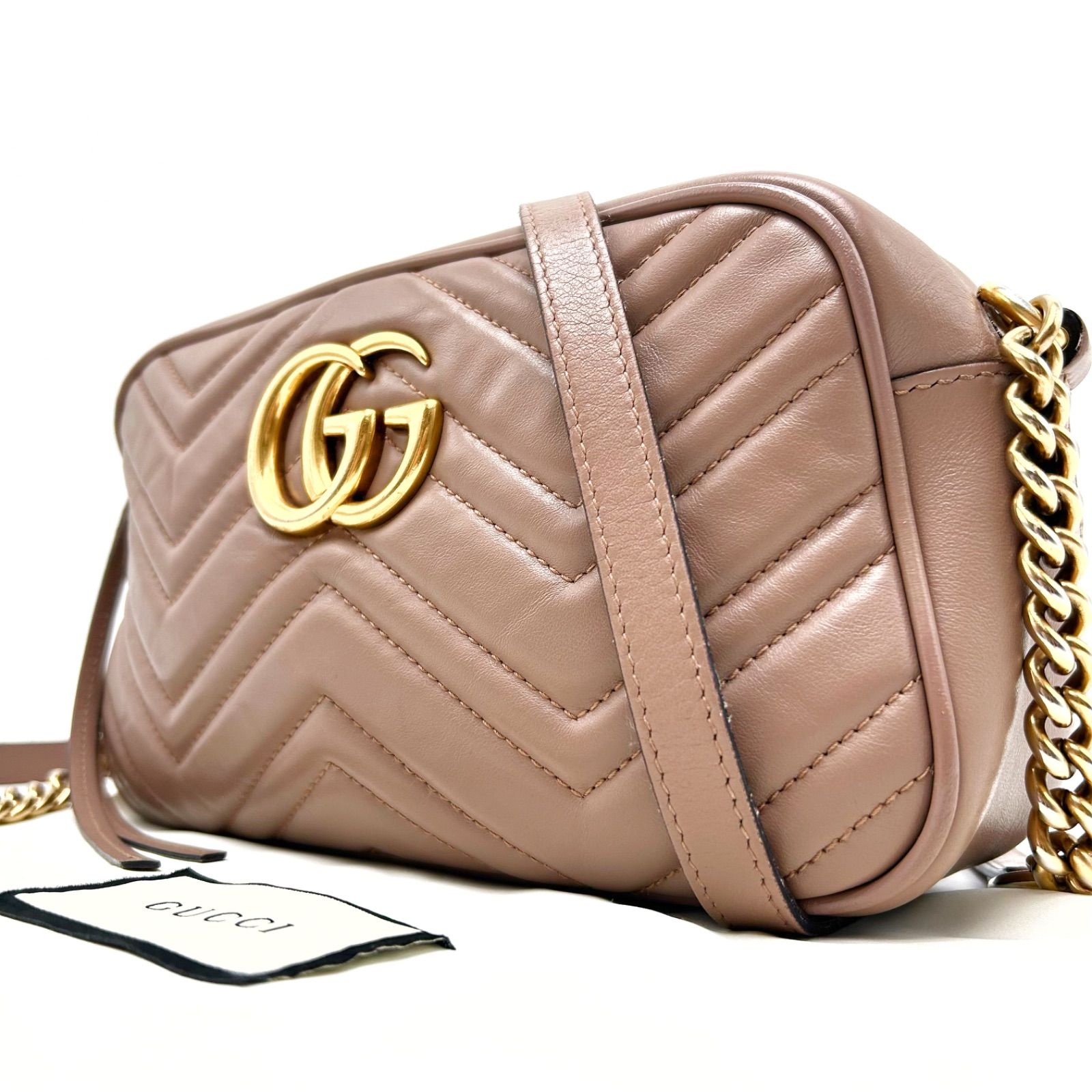 極美品 保存袋付✨グッチ ショルダーバッグ マーモント 2way ピンク