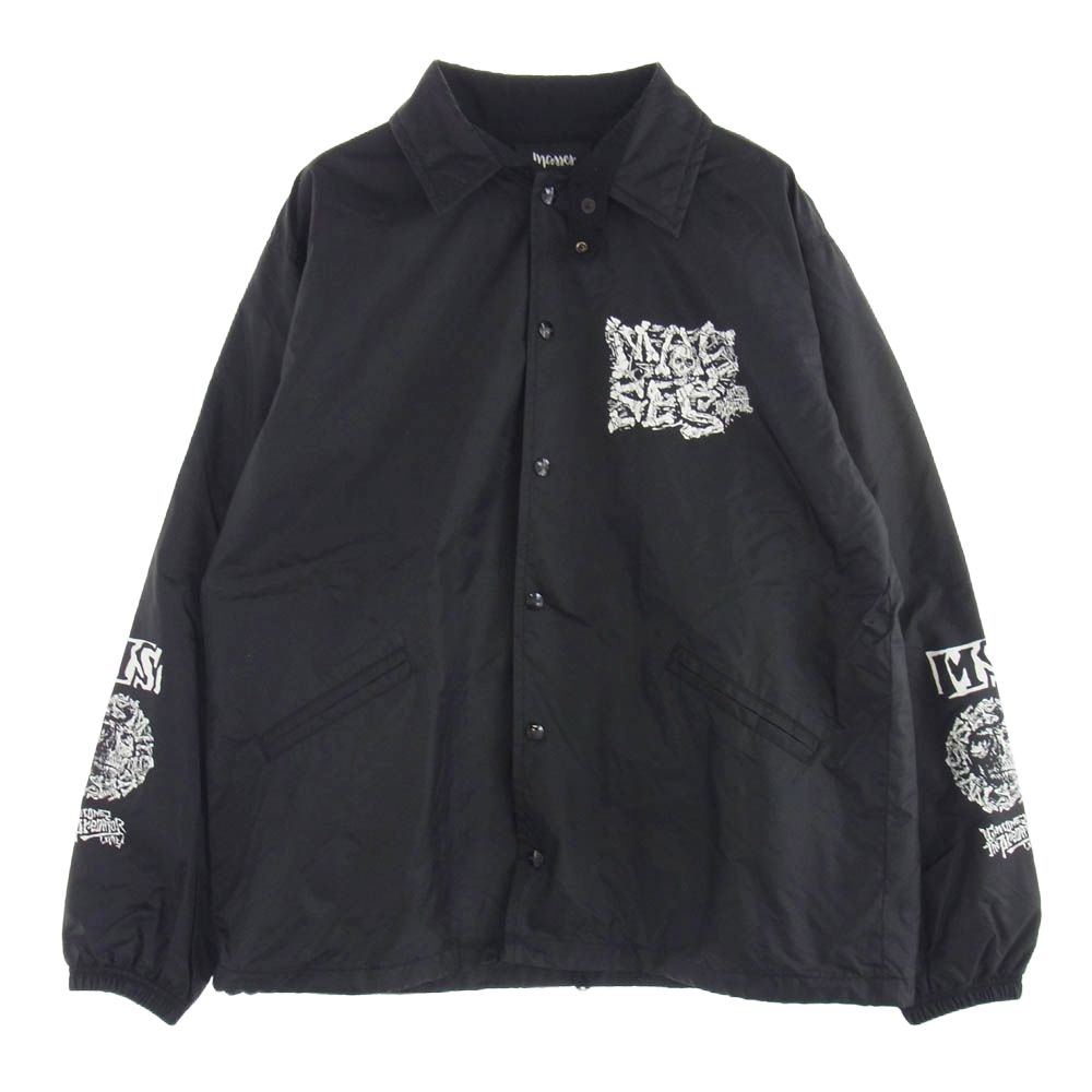マシス MASSES NYLON JKT PREDATOR スカル バッグ ロゴ コーチ ジャケット ブラック系 L【中古】